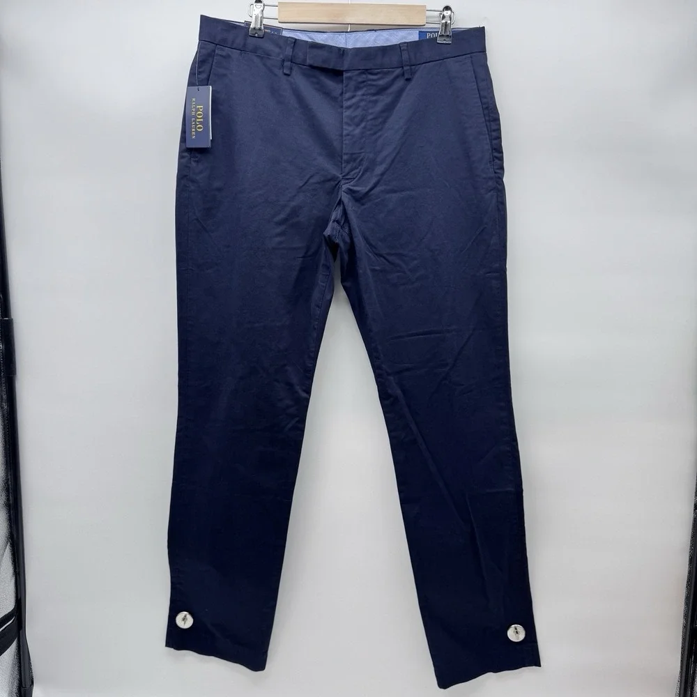 Polo Ralph Lauren Stretch Straight Chino Pants Aviator Navy Blue Men 34x34 NWT